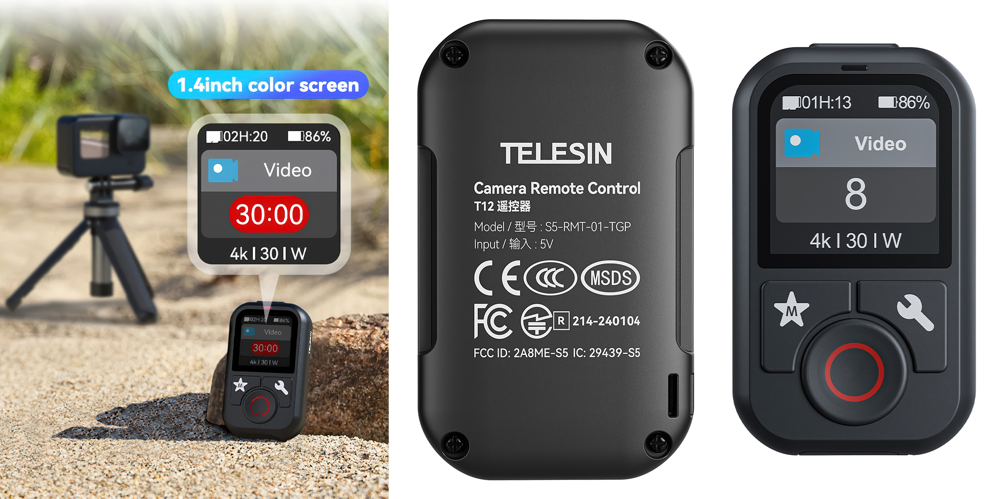 Pilot Telesin S5-RMT-01-TGP do kamer GoPro Hero 8 / 9 / 10 / 11 / 12 / 13 / Max